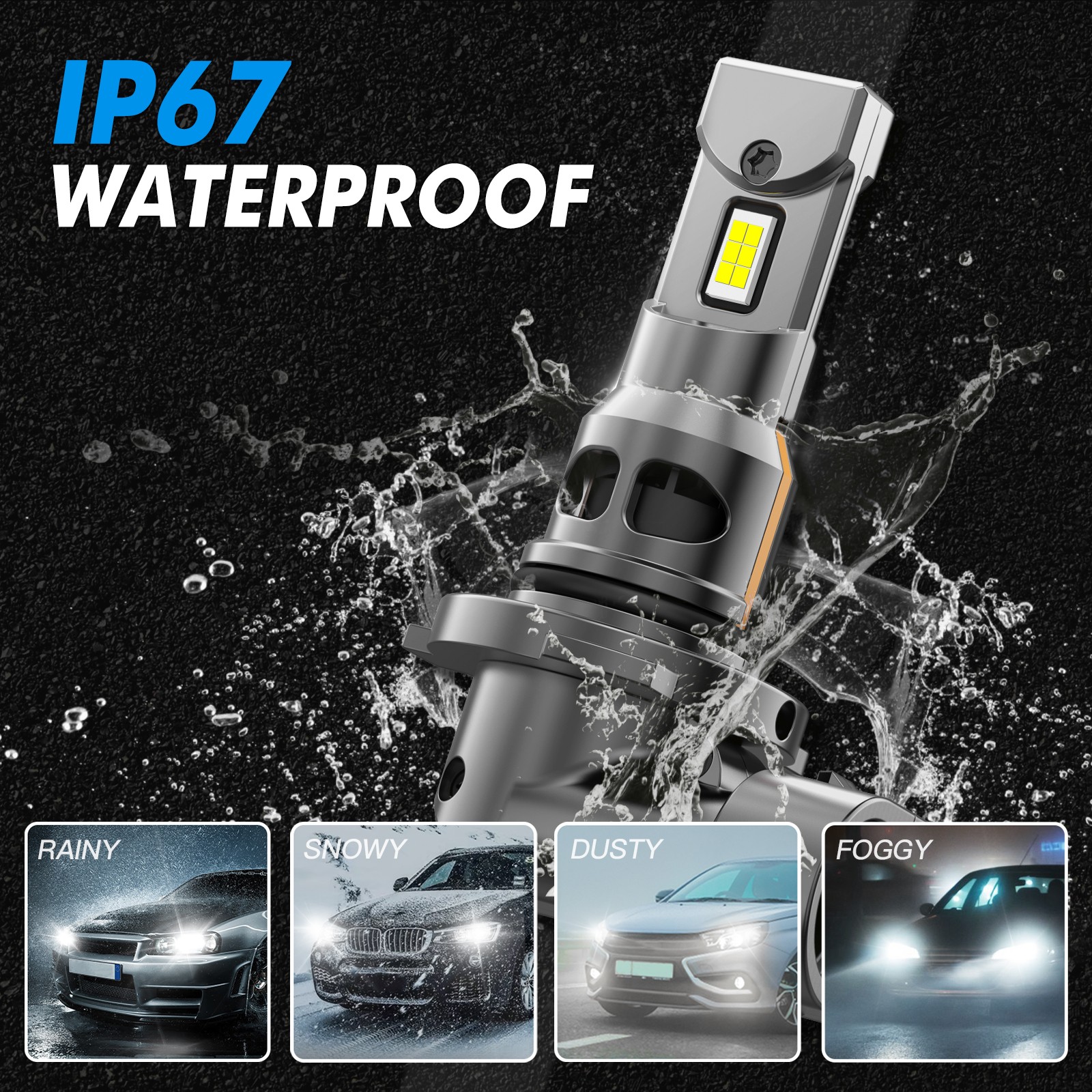 Bevinsee 9005 LED Headlight Bulbs Canbus Error Free 70W 6000K Bright High Beam
