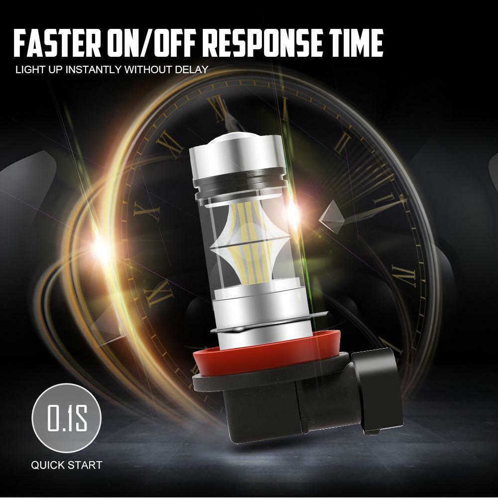 IRONWALLS H11 H8 H9 6000K White 100W High Power LED Fog Light Driving Bulb DRL