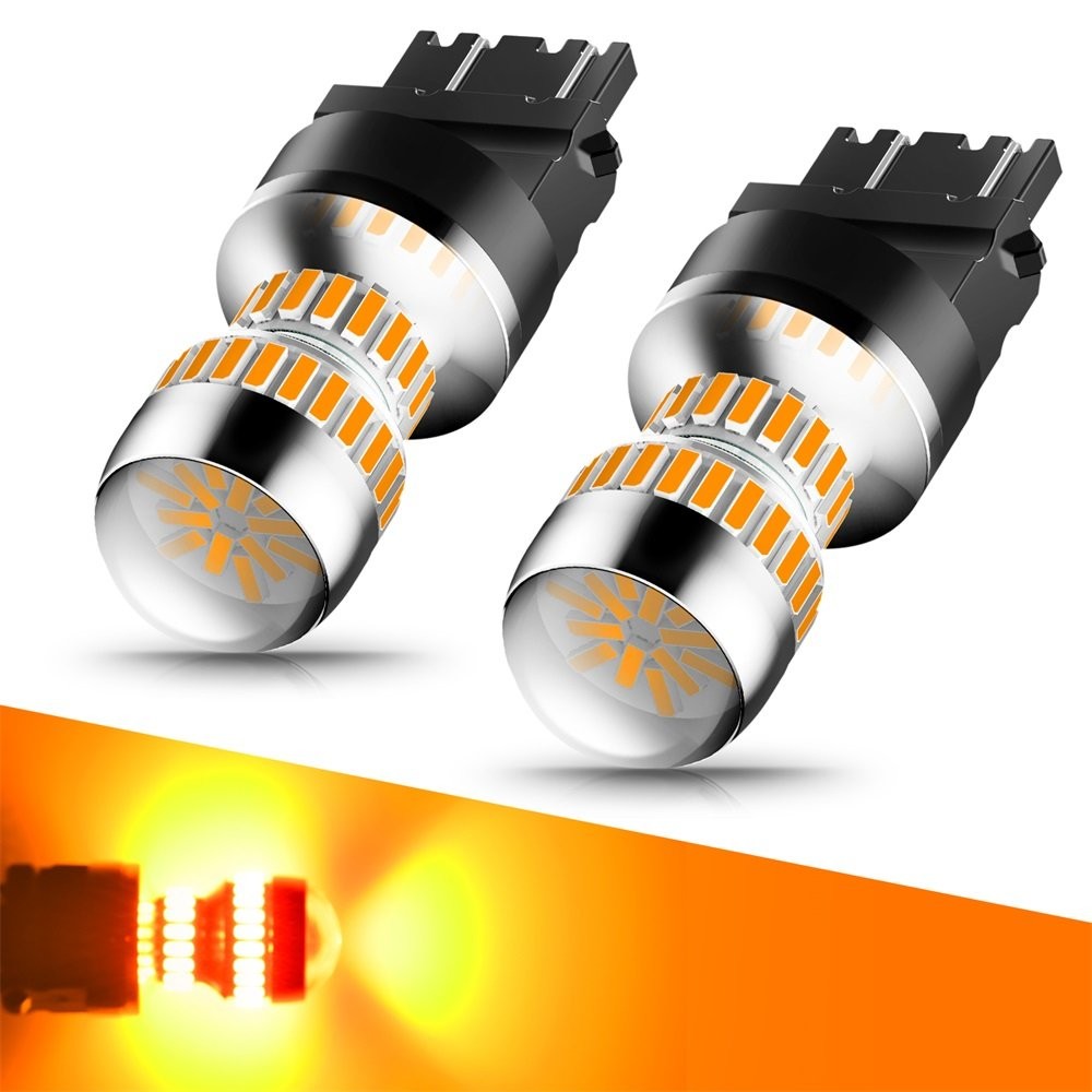Pair Amber Yellow 3157 3456 4156 LED Turn Tail Signal Light Bulb 4014SMD AUXITO