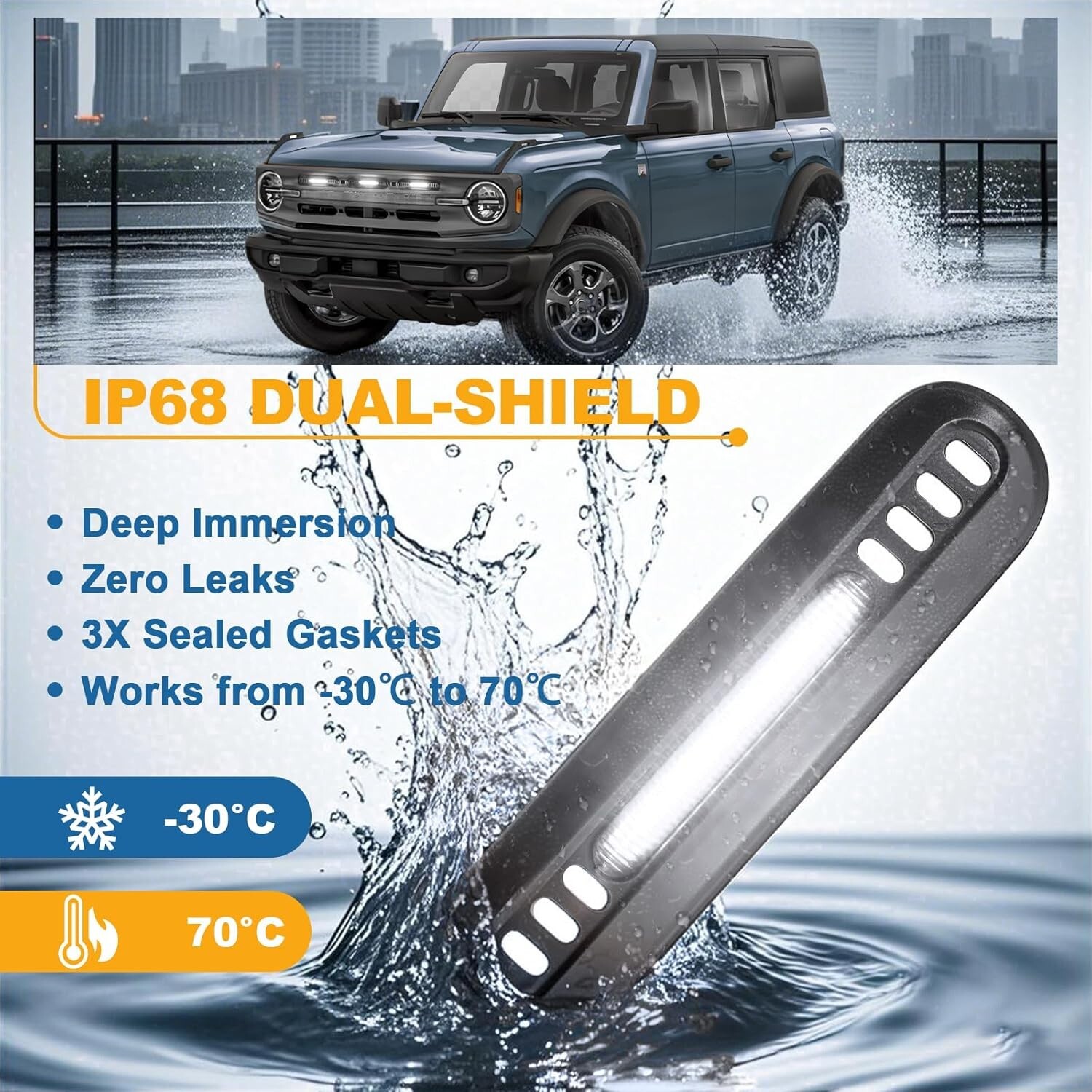 LED Grille Lights for 2021-2024 Ford Bronco Big Bend Outer Bank Accessories