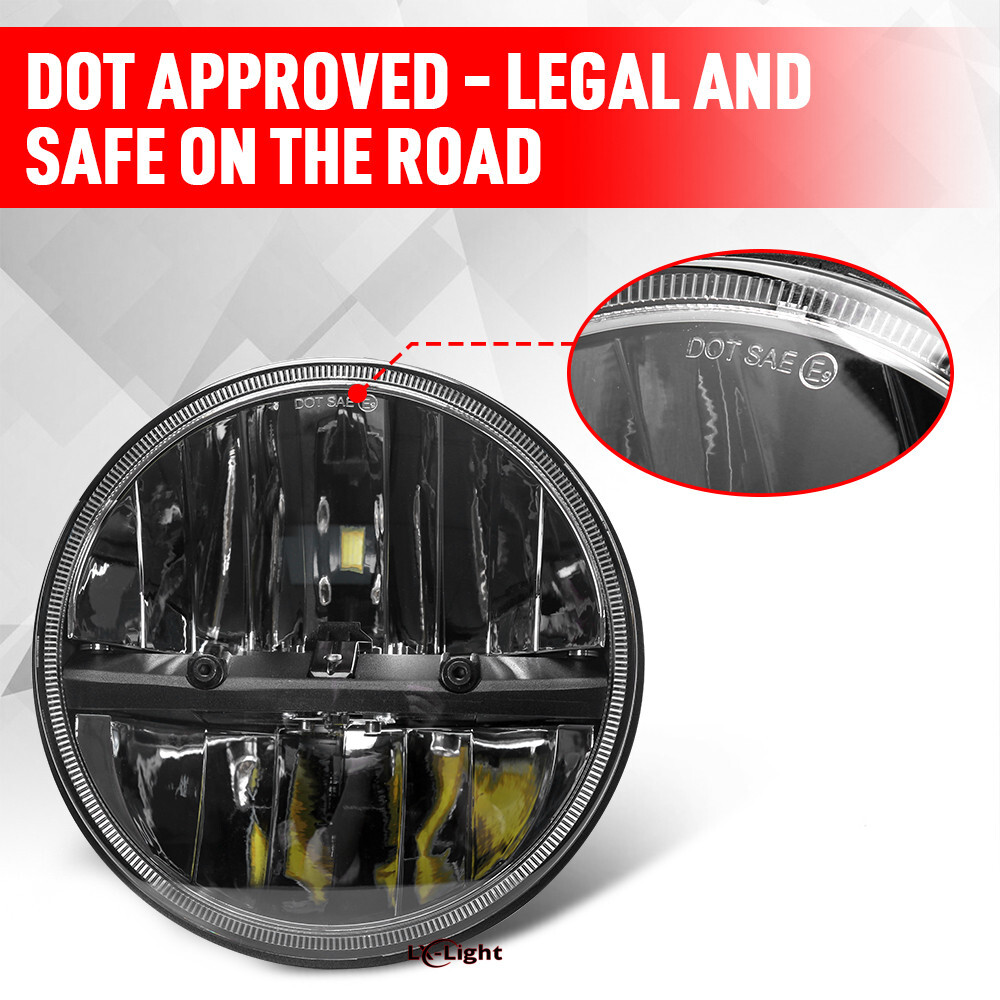 Newest 7″ Round Led Headlight Hi-Lo for Jeep Wrangler JK LJ TJ for Chevy C10 C20