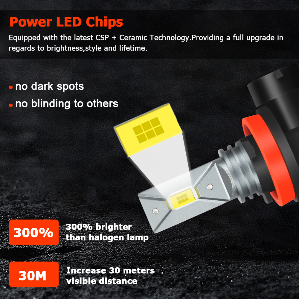 H7 H11 LED Headlight Bulbs 50W 6000K Bright White High Low Beam Replace Kit 4Pcs