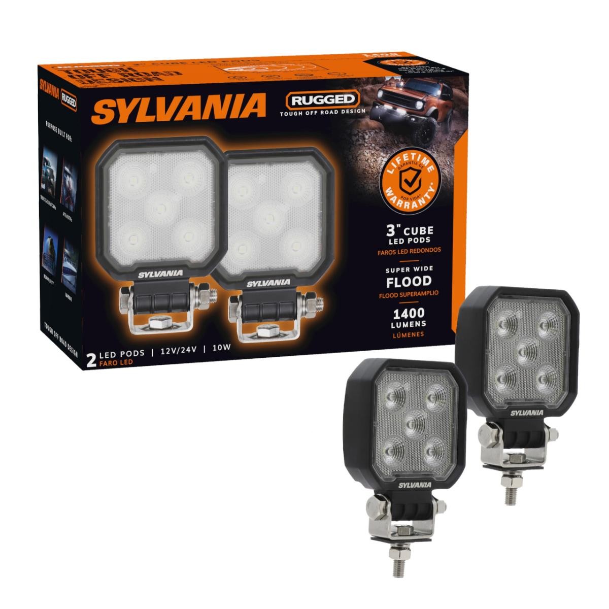 SYLVANIA Rugged 3 Inch Cube LED Light Pods | LIFETIME Limited Warranty