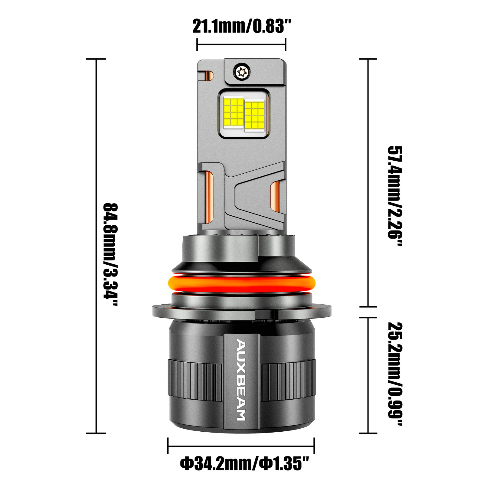AUXBEAM Canbus 9007 LED Headlights Super Bright Bulbs Kit White High Low Beam 2x