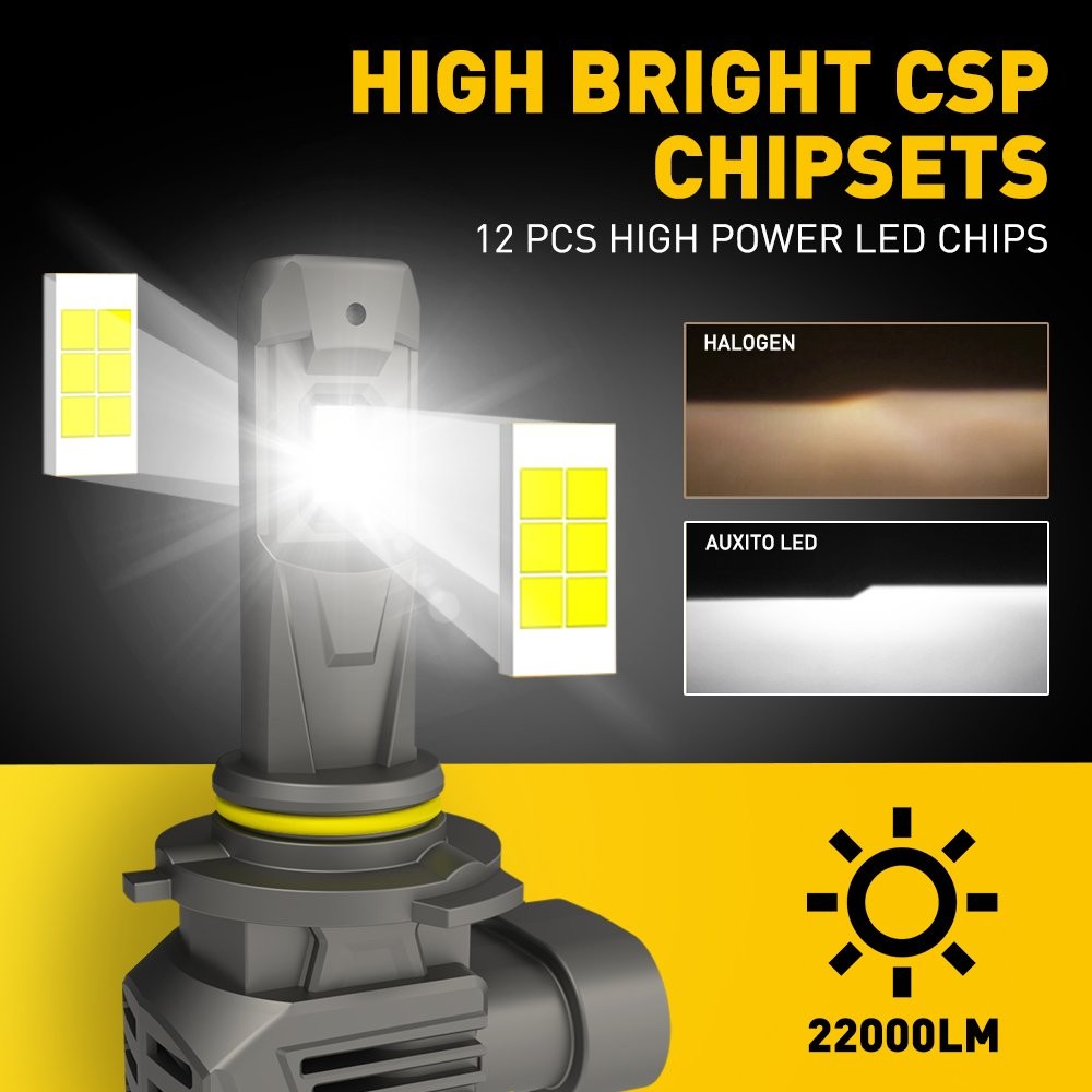AUXITO H11 9005 LED Headlight Kit High Low Beam Bulbs Replace Halogen Plug&Play