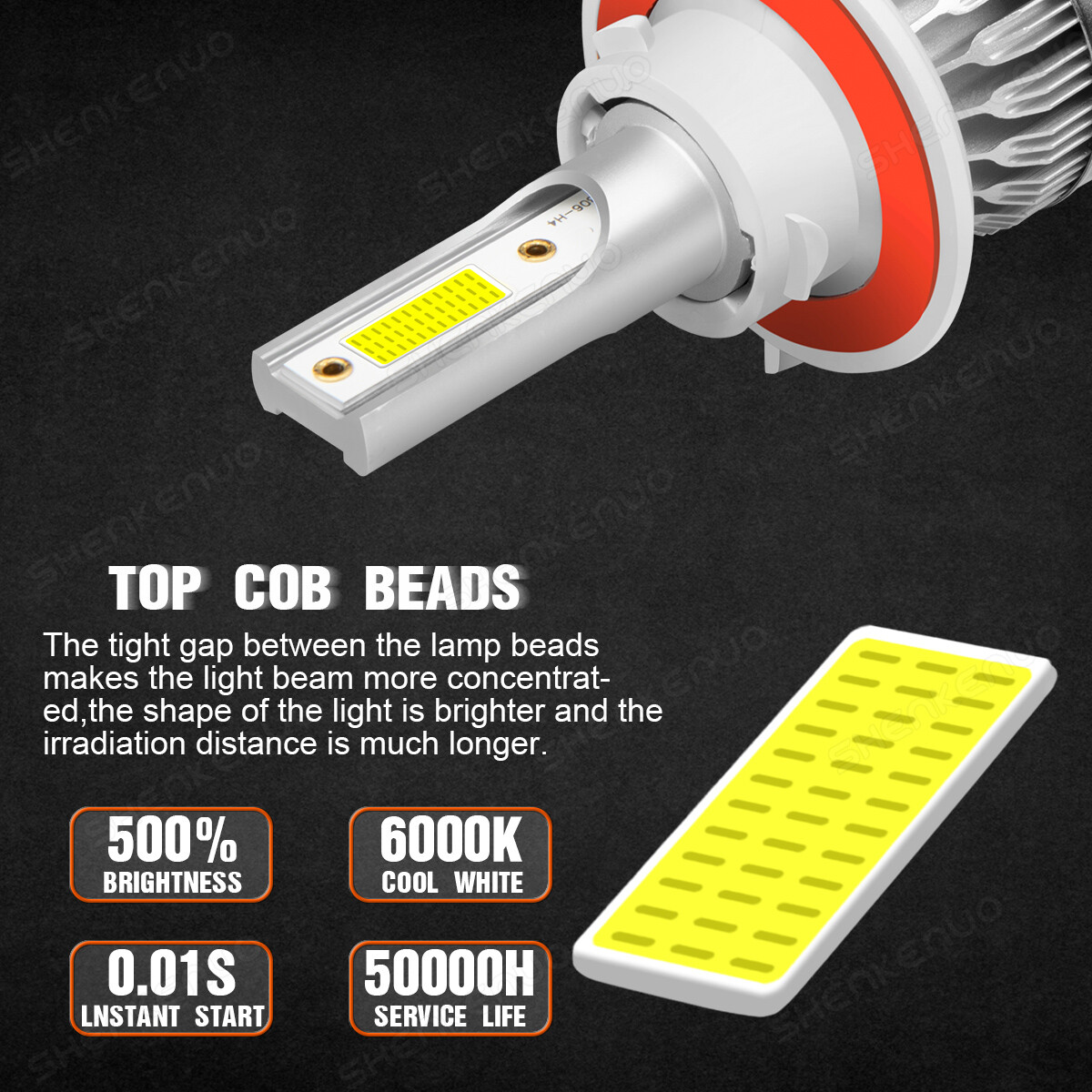 H13 9008 LED Headlight Bulbs Kit 120W 56000LM Hi/Lo Beam Super Bright White