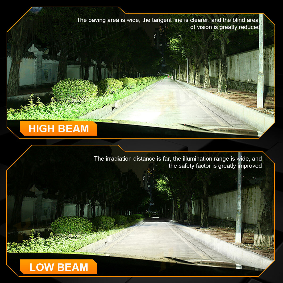 ICE WHITE LED Headlights H7+H11 Combo High Low Beam Light Bulbs 6000K 4x