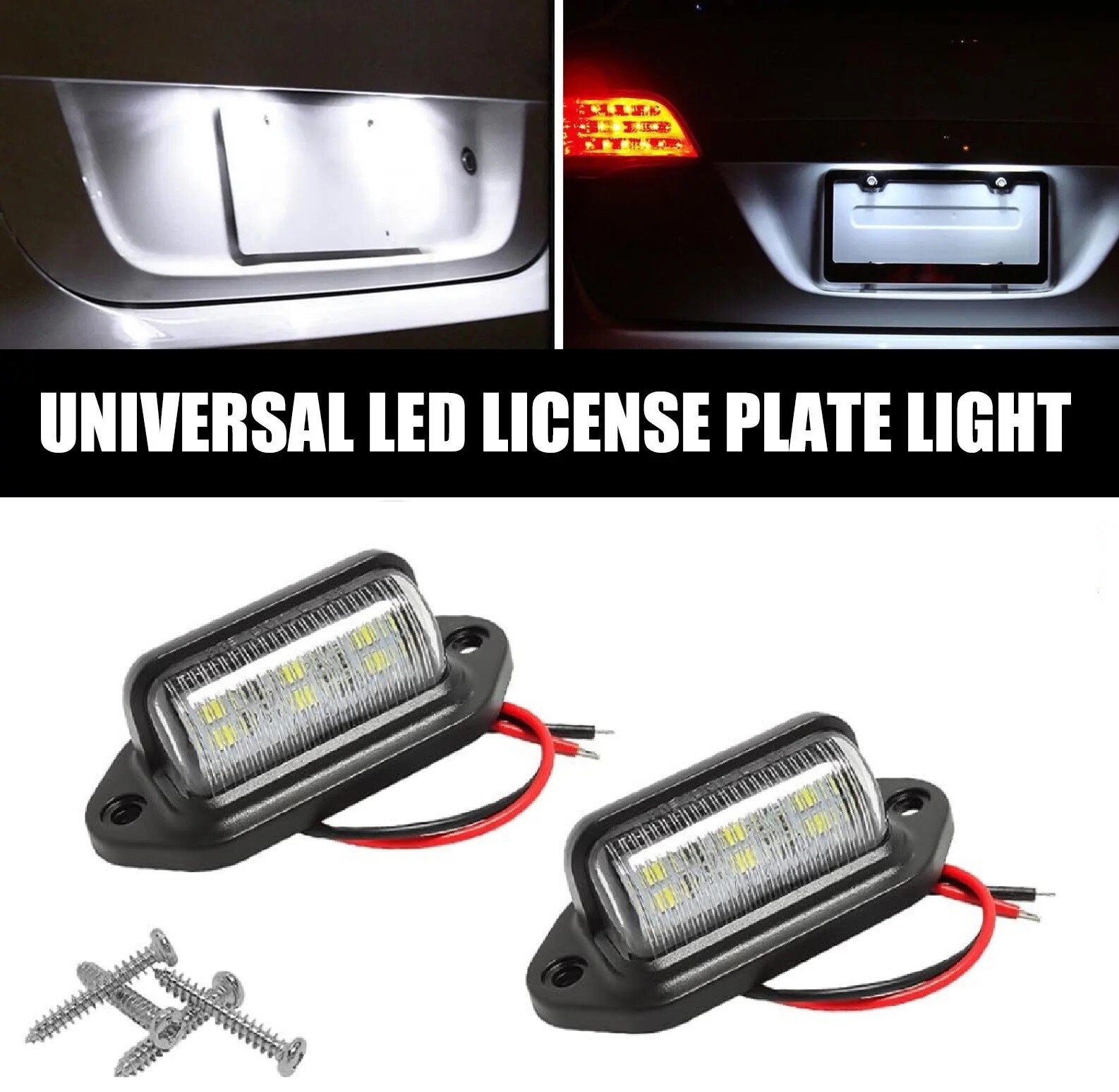 4Pcs 6 LED Car Van Rear Number Tail License Plate Light Signal Lamp PVC Plastic