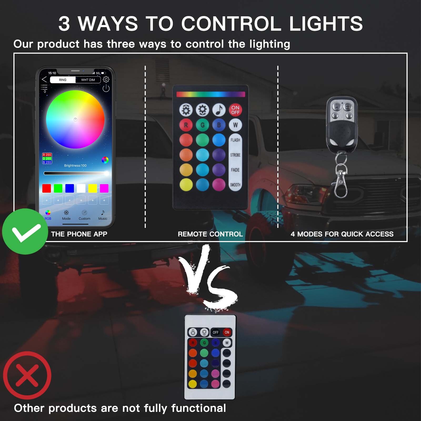 For Club Car EZGO Yamaha Golf Cart Kart 10X RGB LED Rock Lights Underglow Kit
