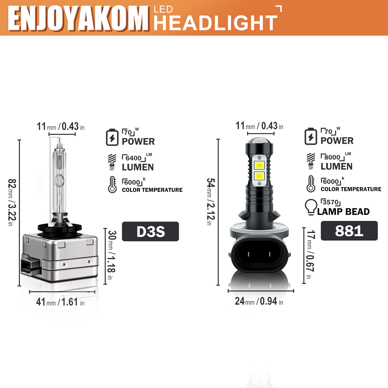 For Kia Sorento 2013-2018 4Pcs HID LED Headlight Bulb Low Beam Kit Super Bright