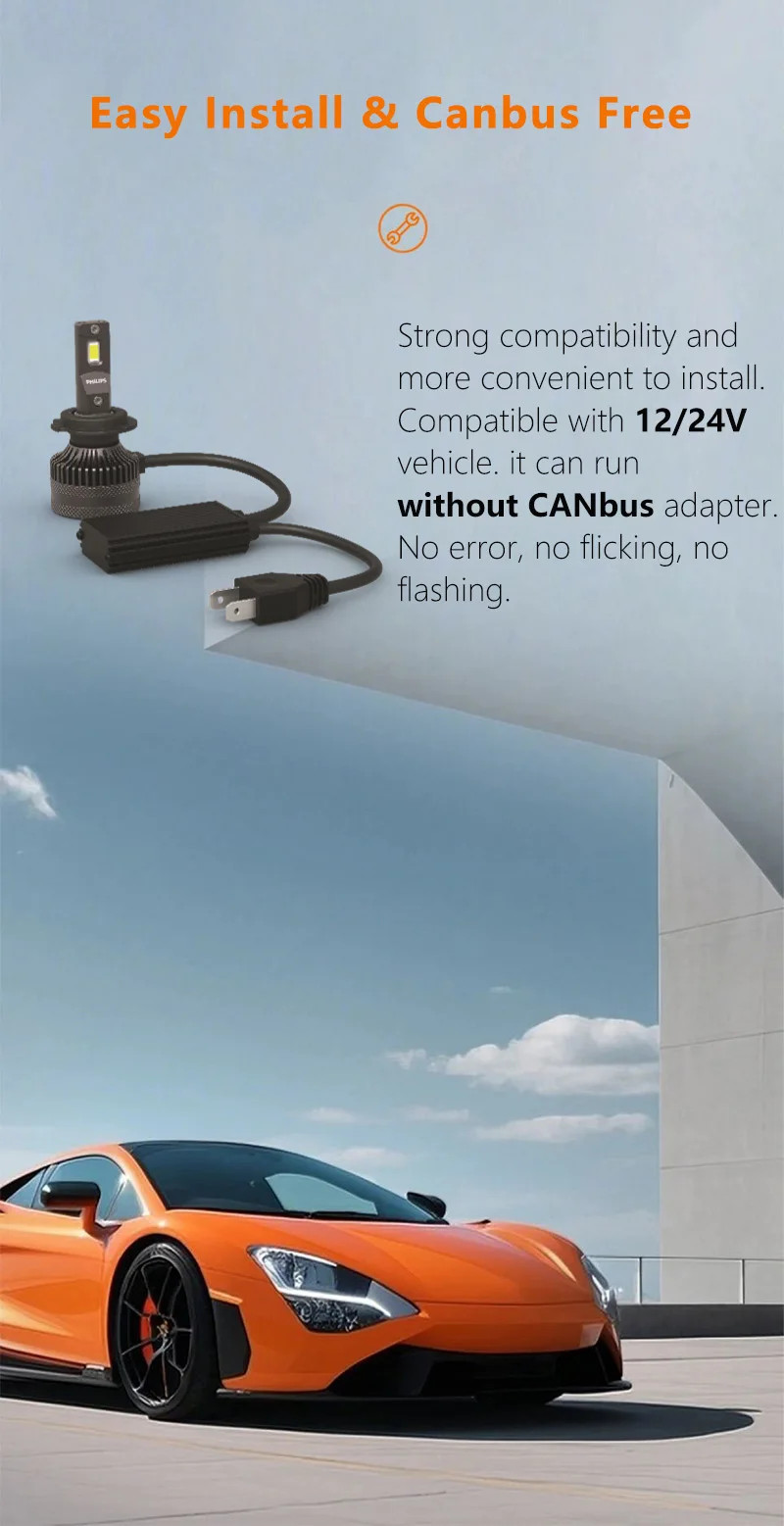 Philips Ultinon Rally 3590 H4/H19 Car LED Headlight Globes 180W 15000LM 6500K
