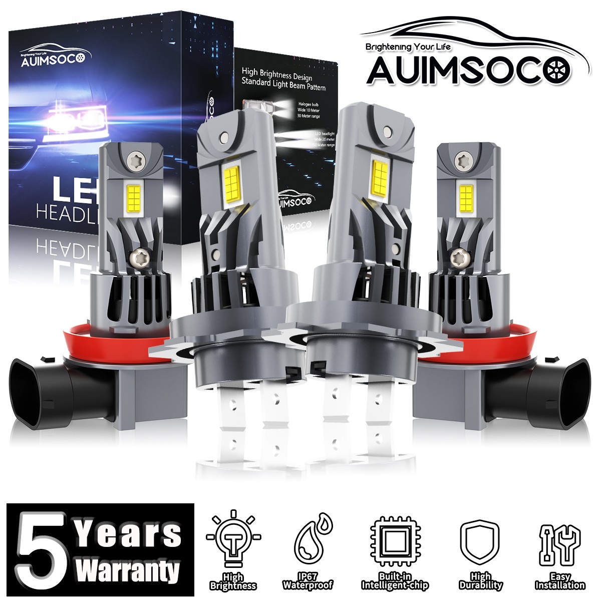 For Volvo S80 2010 2012-2013 Combo 4Pcs LED Headlight Bulbs Cool White 72000LM
