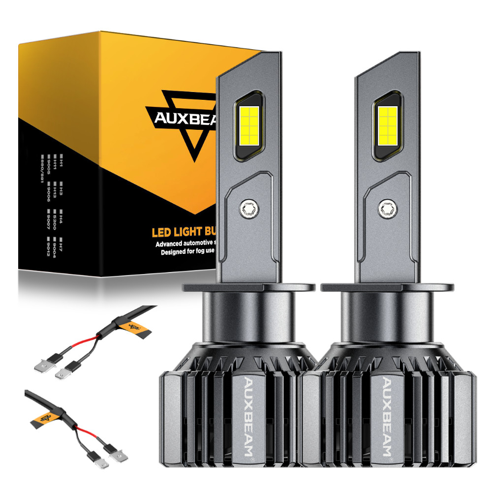 AUXBEAM H1 LED Headlight Bulb Kit High Low Beam 25000LM Super Bright 6500K White
