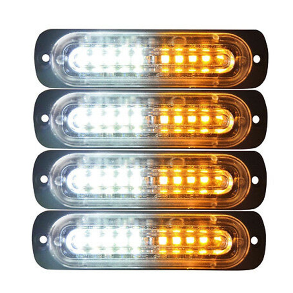 4X Warn Hazard Car Flash Strobe Light Bar Aluminum Housing Pickup, Off-road