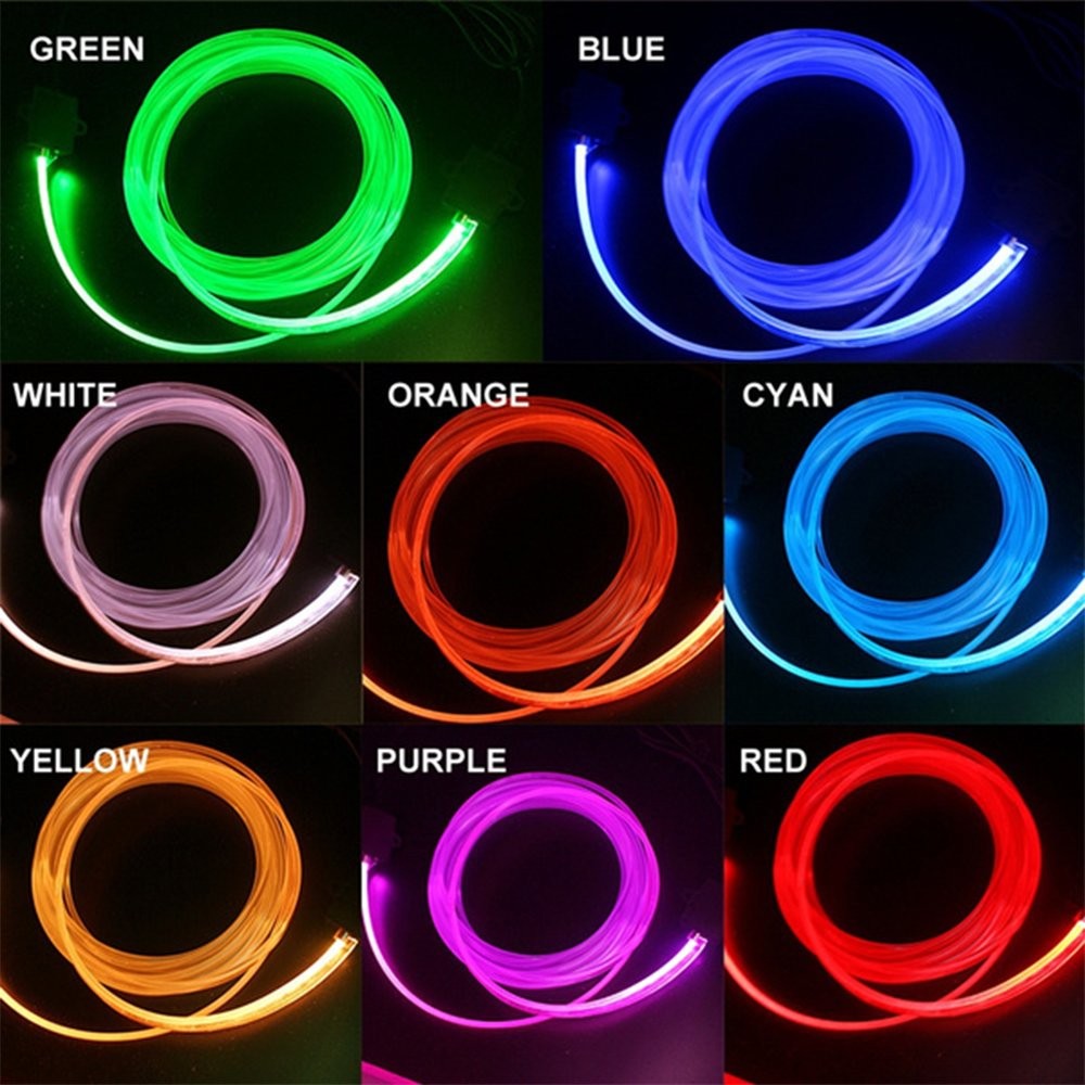 RGB LED Car Interior Fiber Optic Neon Strip Atmosphere Light Decor w/ Remote US