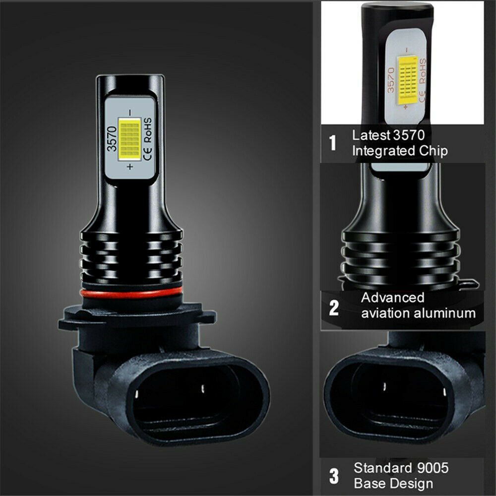 Pair 9140 9145 H10 HB3 9005 LED Fog Light 200W 6000K White Driving DRL Bulb
