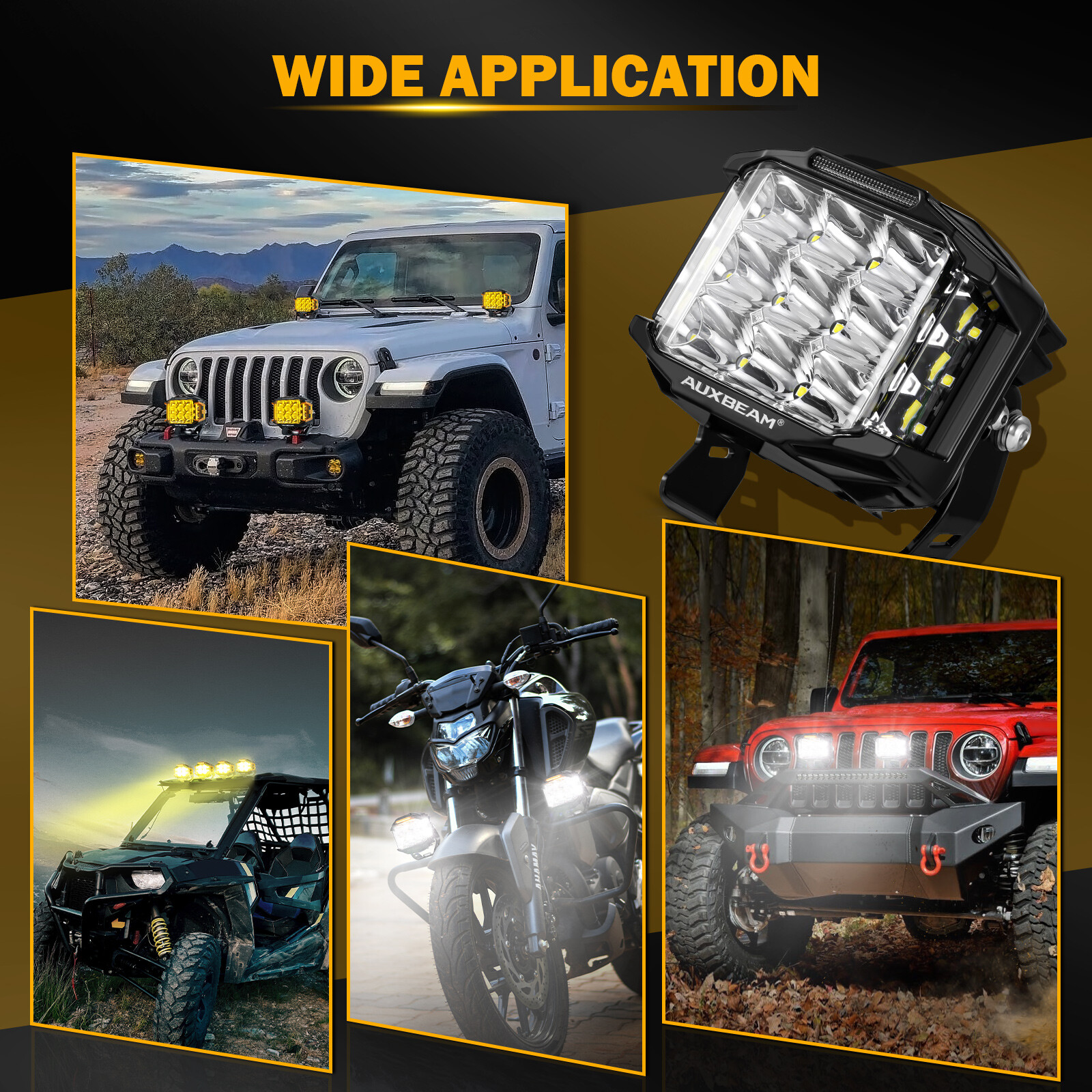 AUXBEAM 2X 5″ LED Side Shooter V-max Combo Beam Led Pod Lights DRL +Amber Cover