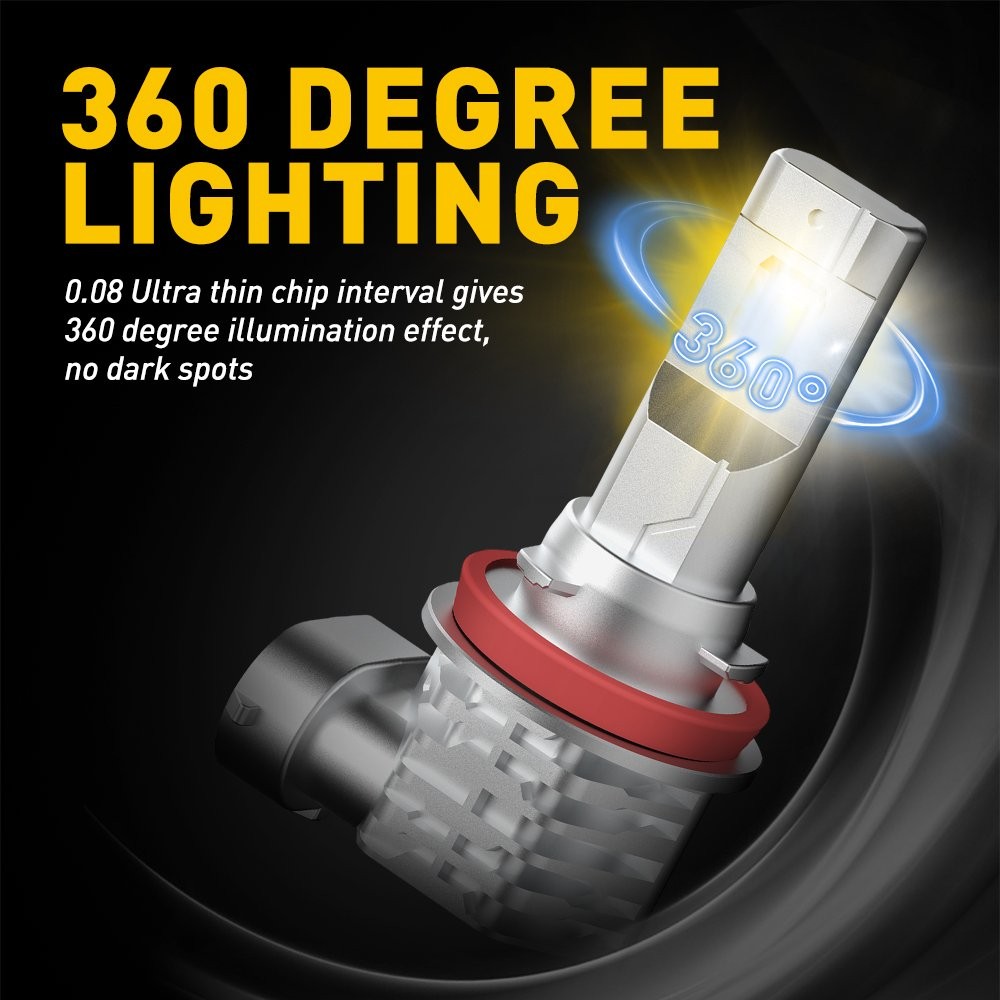 Pair Switchback Dual H11 Color H16 LED Fog Light 6000K 3000K White Yellow Bulbs