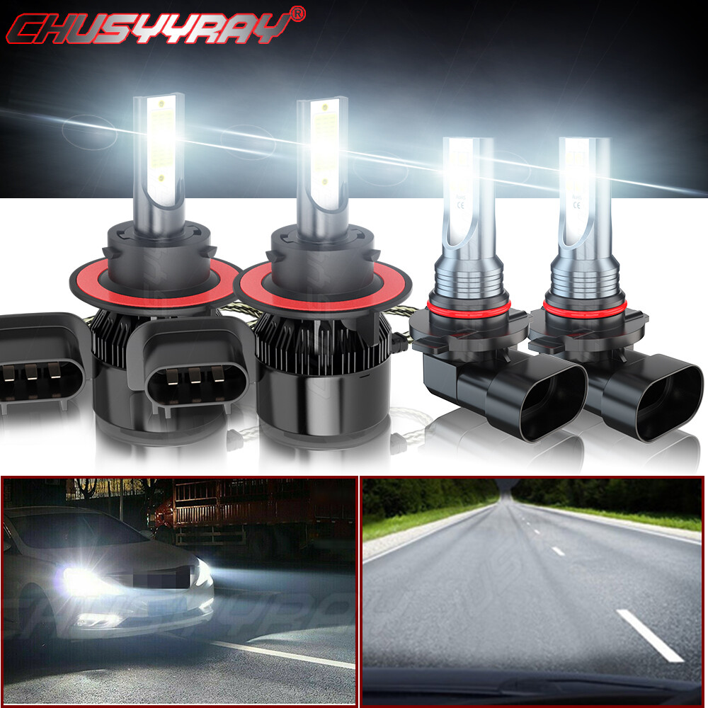 For 2007 2008 2009 Chrysler Aspen LED Headlight Hi/Lo+Fog Light Bulbs Combo 4x