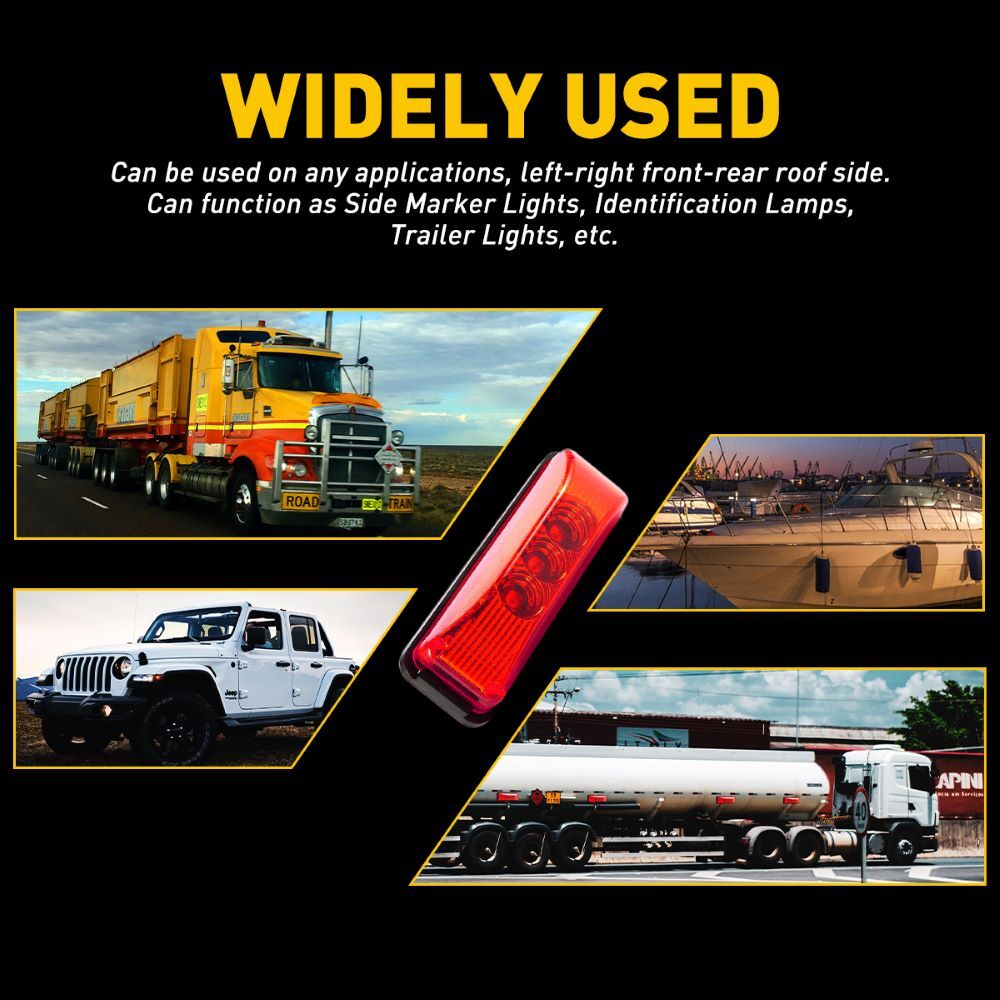 2x Amber+ 2x Red 12V 3 LED Side Marker Clearance Lights Bullet Car Truck Trailer