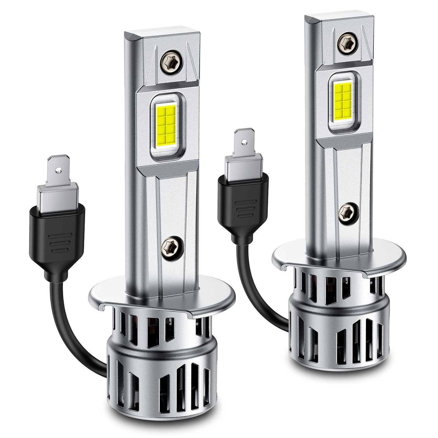AUIXTO H1 LED Headlight Bulbs w/Fan Cooling High Low Beam 6500K 330000LM Bright
