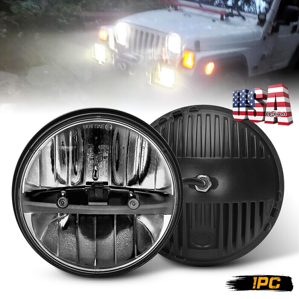 Newest 7″ Round Led Headlight Hi-Lo for Jeep Wrangler JK LJ TJ for Chevy C10 C20