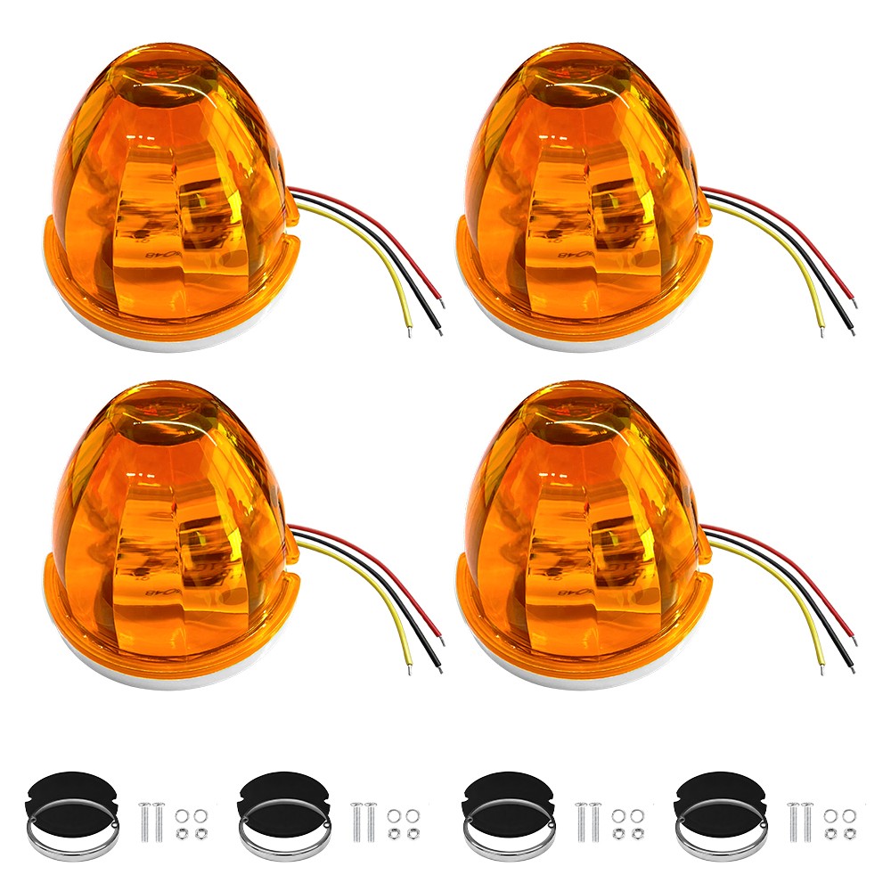 4PC Amber Flash Dual Function Steady & Strobe Watermelon LED Side Marker Light