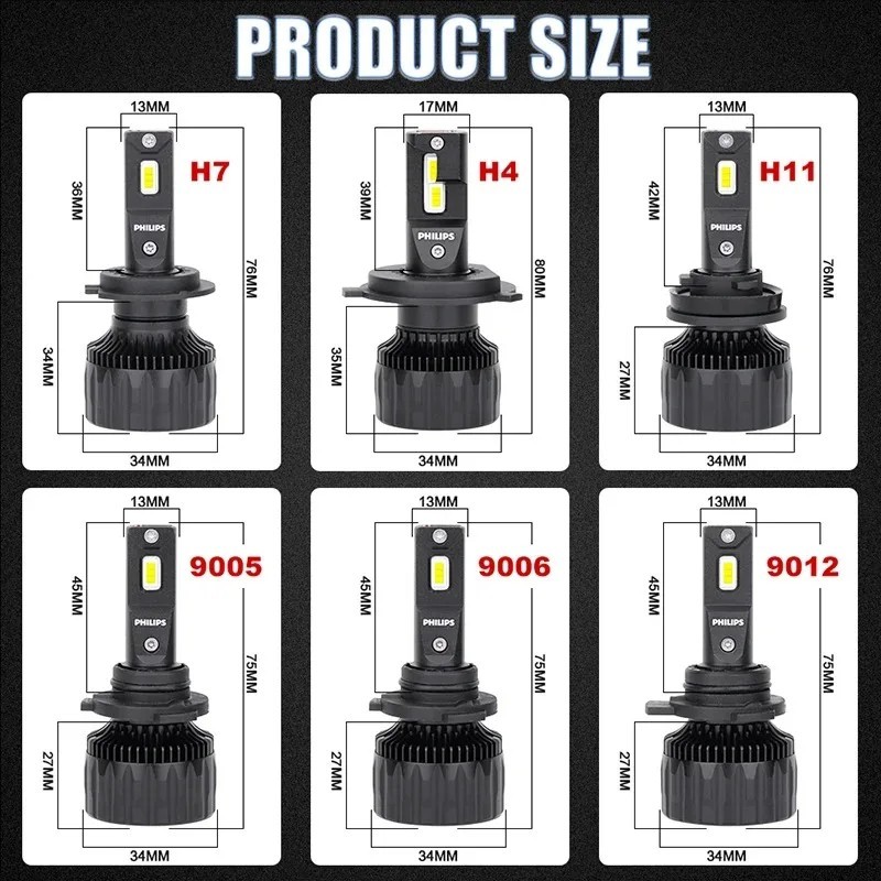 Philips Ultinon Rally LED Headlight Bulb H4 H7 H11 HB3 HB4 6500K 100W 9000lm