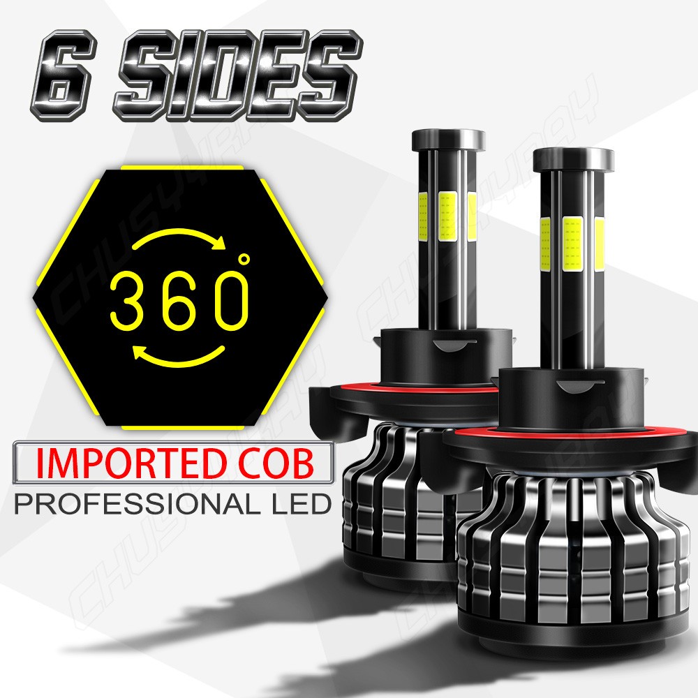 Pair H13 9008 LED Bulbs High Low Beam 6000K 100W Conversion Kits Bright White