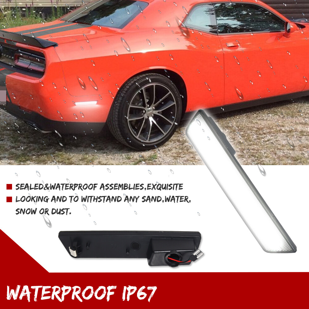 White Rear Side Marker Lamps LED Lights For 08-14 Dodge Challenger/11-14 Charger