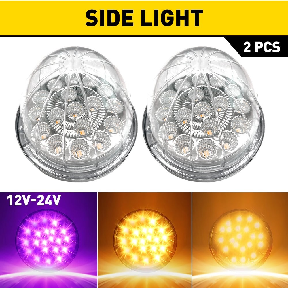 2X Amber Purple 17LED Watermelon Turn Signal Lights For Semi Trailer Heavy Truck