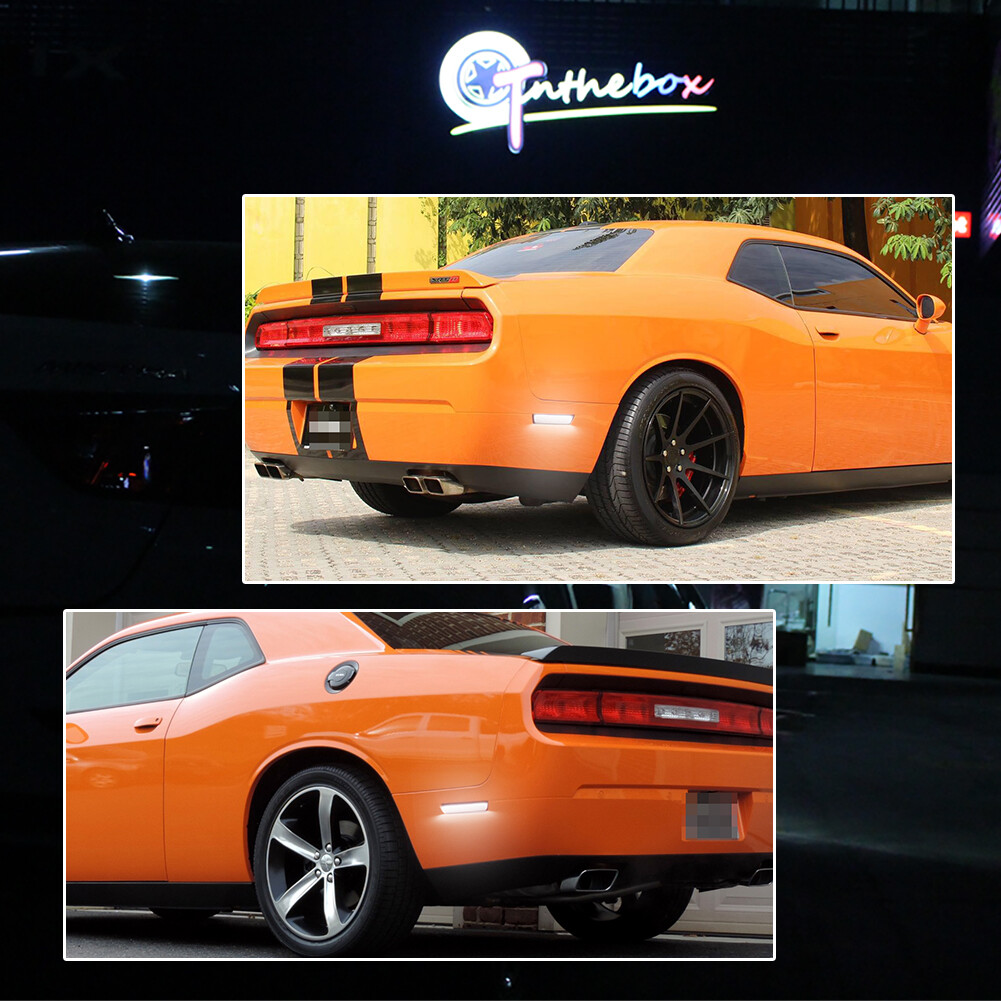 White Rear Side Marker Lamps LED Lights For 08-14 Dodge Challenger/11-14 Charger