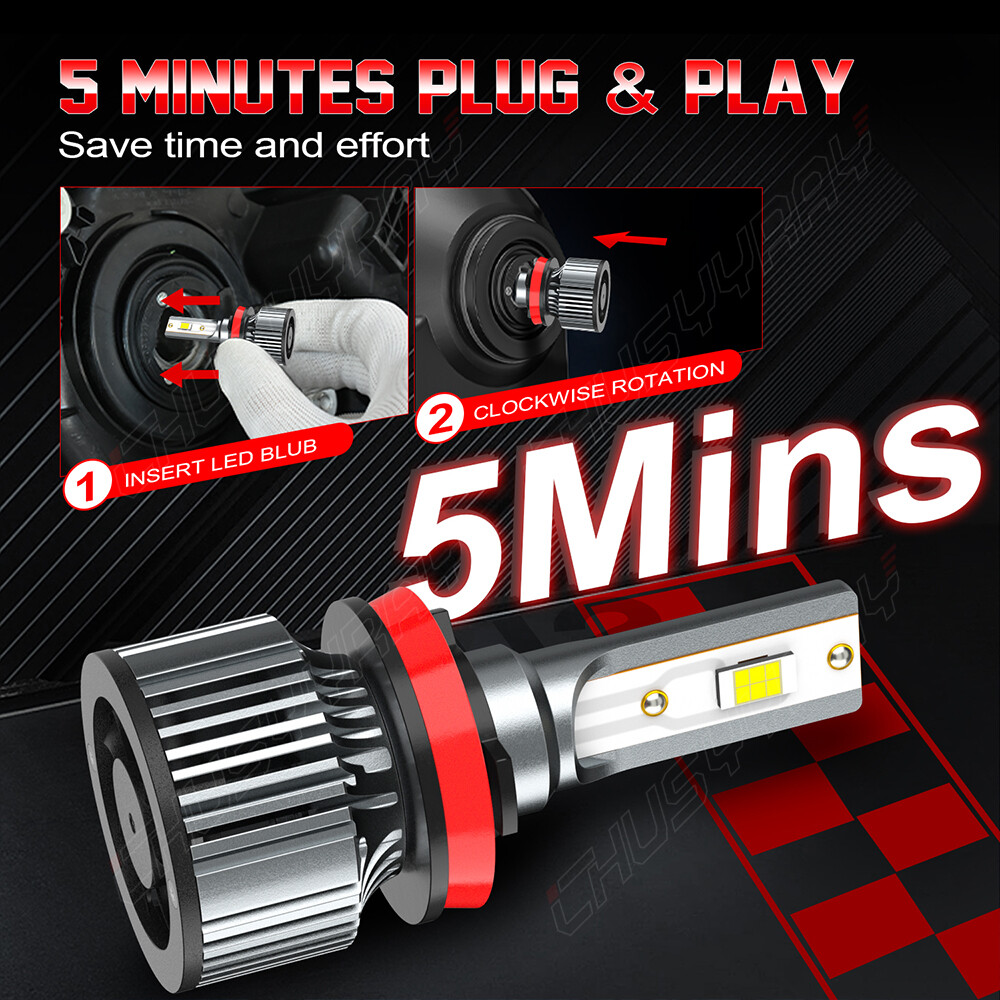H11 LED Headlight Super Bright Bulbs Kit 6500K White 36000LM High/Low Beam