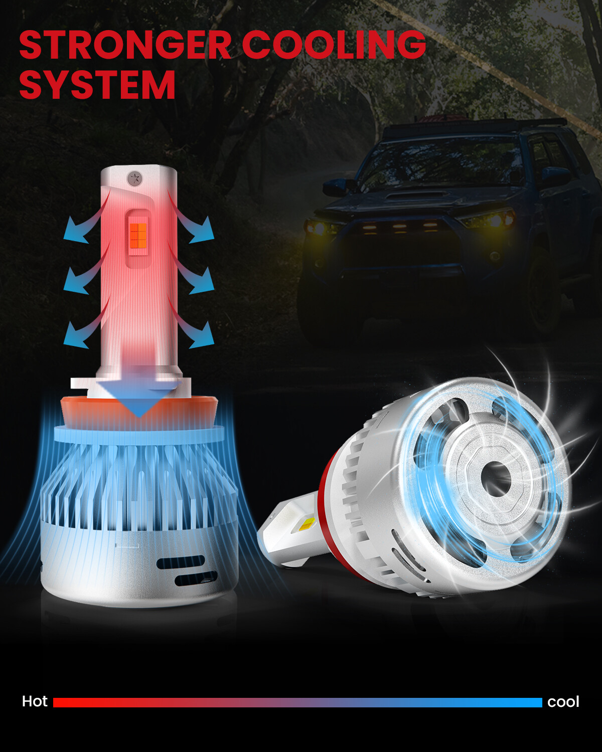 LASFIT CANBUS Switchback H11 H9 Low Beam LED Light Bulbs Dual Color Yellow White