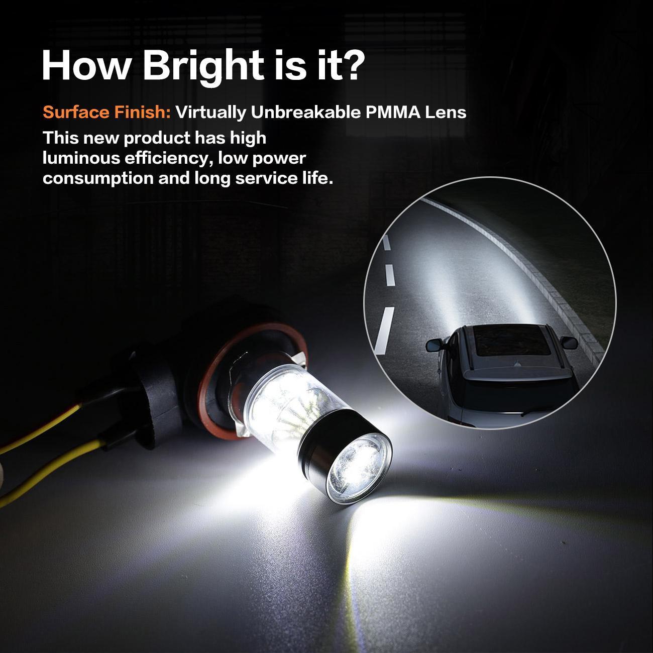 Ironwalls H11 H8 H9 LED Fog Light Bulbs Car Driving Lamp DRL 6000K White 4000LM
