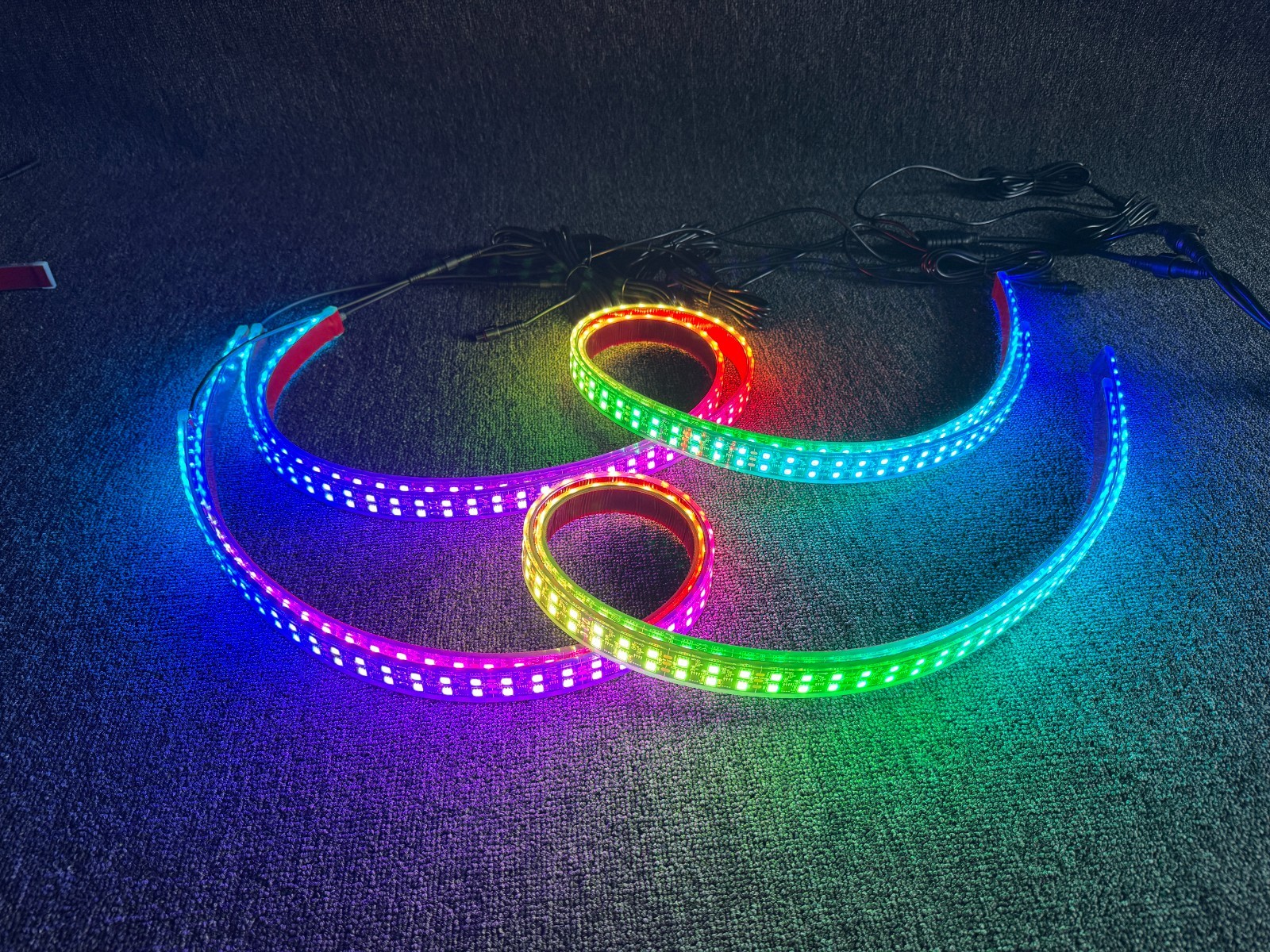 Dream Color Double Row 2x 4FT +2x 6.5FT CHASING Underglow Light Bluetooth Strips