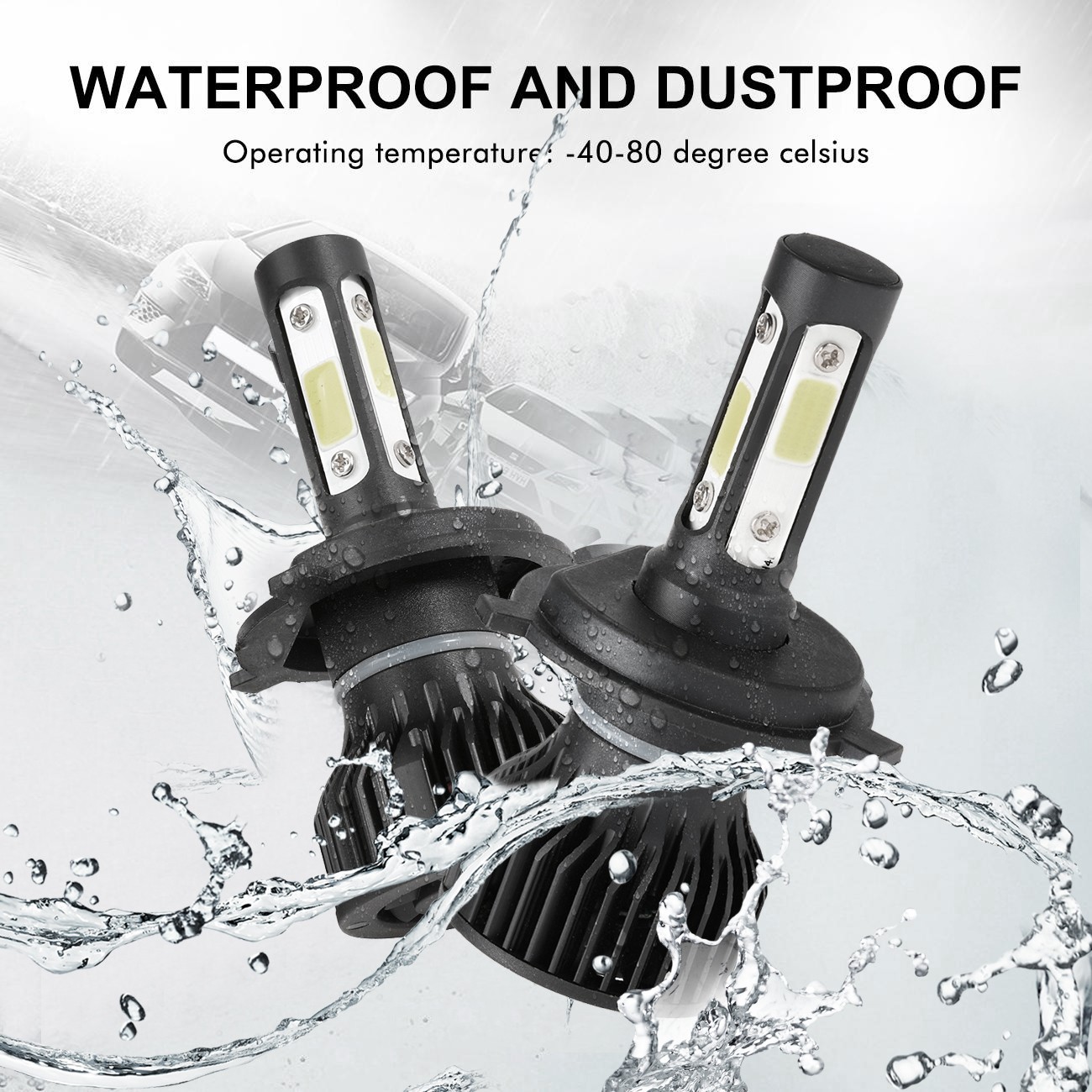 4-sides LED Headlight Fog Light H4 9005 9006 H11 H13 9004 9007 H7 5202 9012 9145