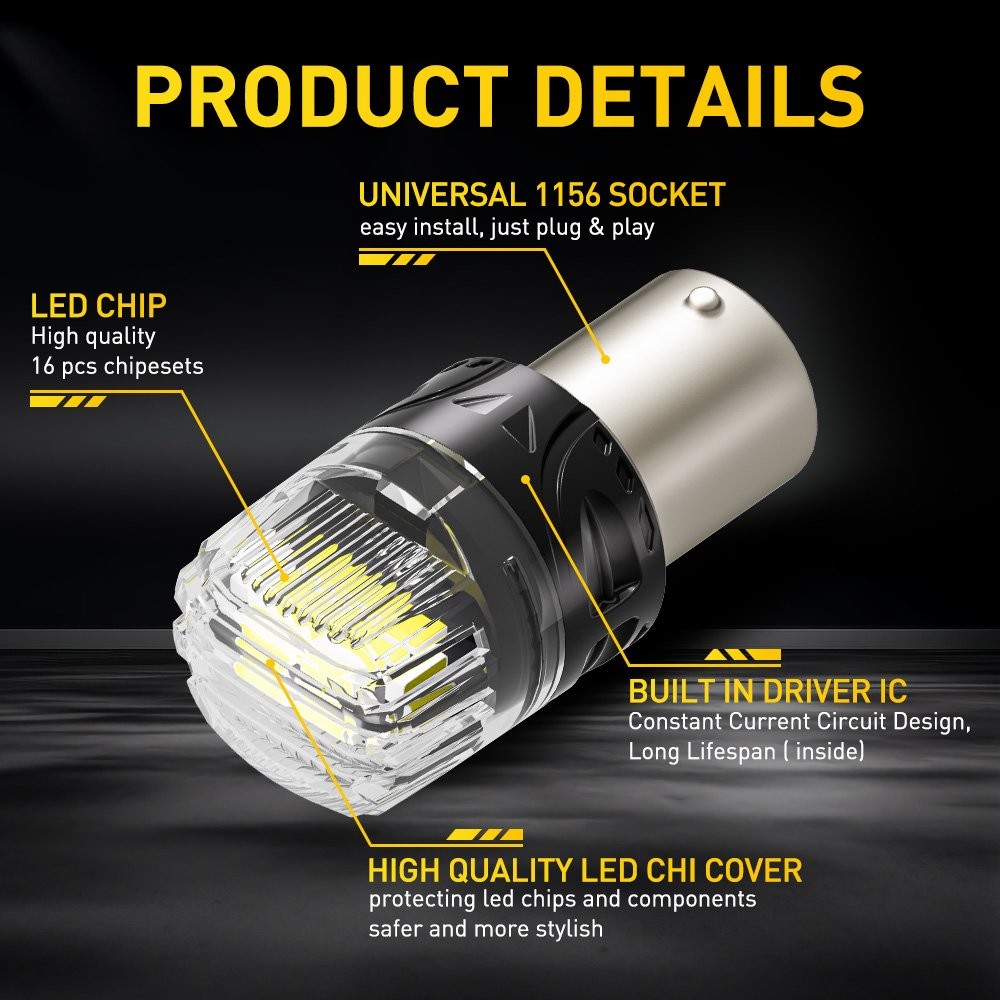 Auxito 1156 7506 P21W LED Backup Reverse Bulbs 6500K Clear White 300% Brighter