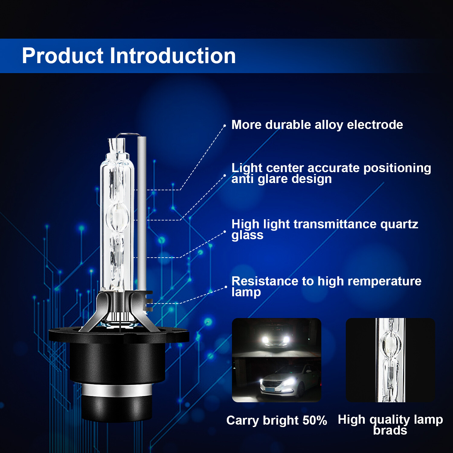 1 Pair of 6000K D2S D2R D2C HID Xenon Bulbs Fit For HID Headlight Set