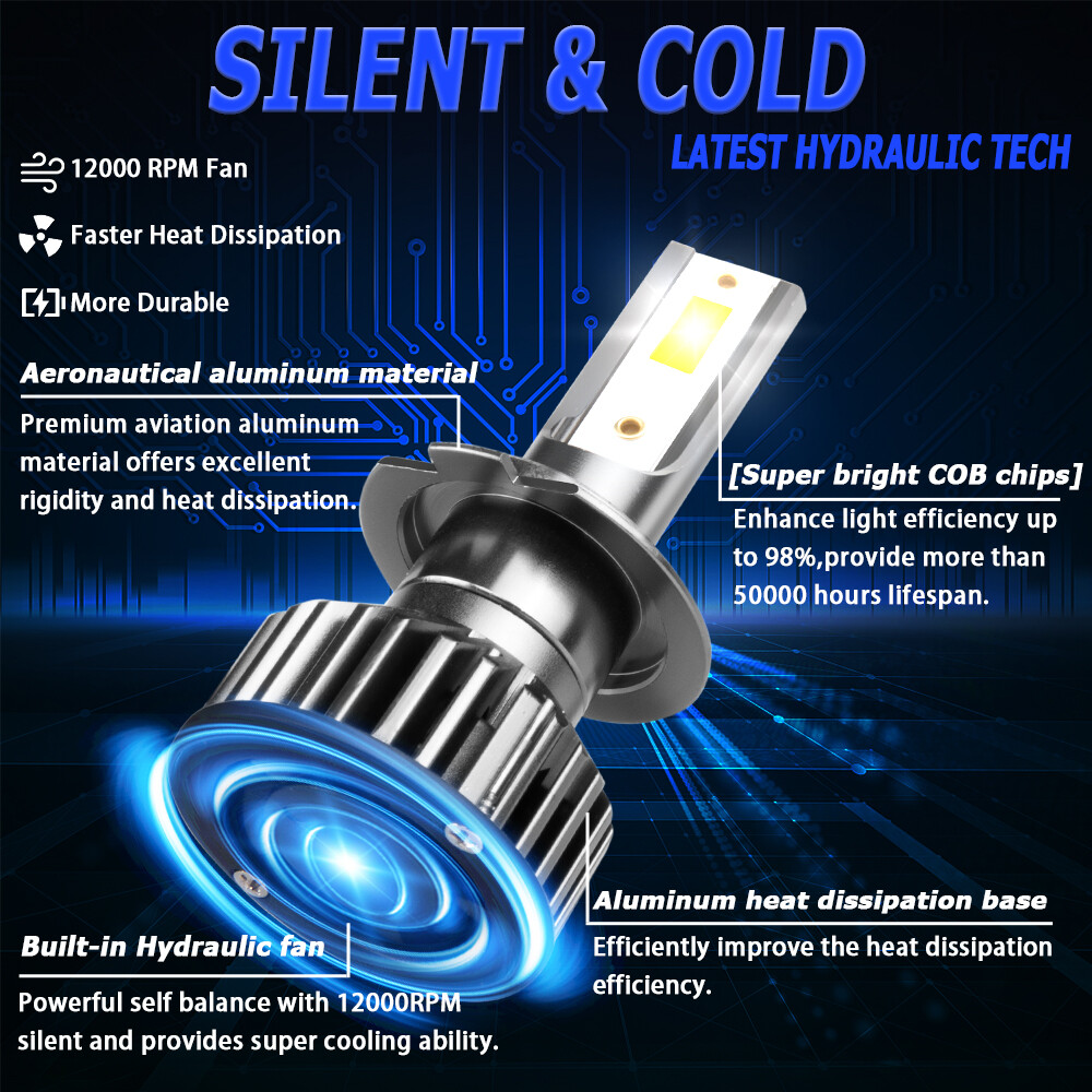 H7 H11 LED Headlights High Low Beam Conversion Kit 6000LM Bright White Bulb 4Pcs