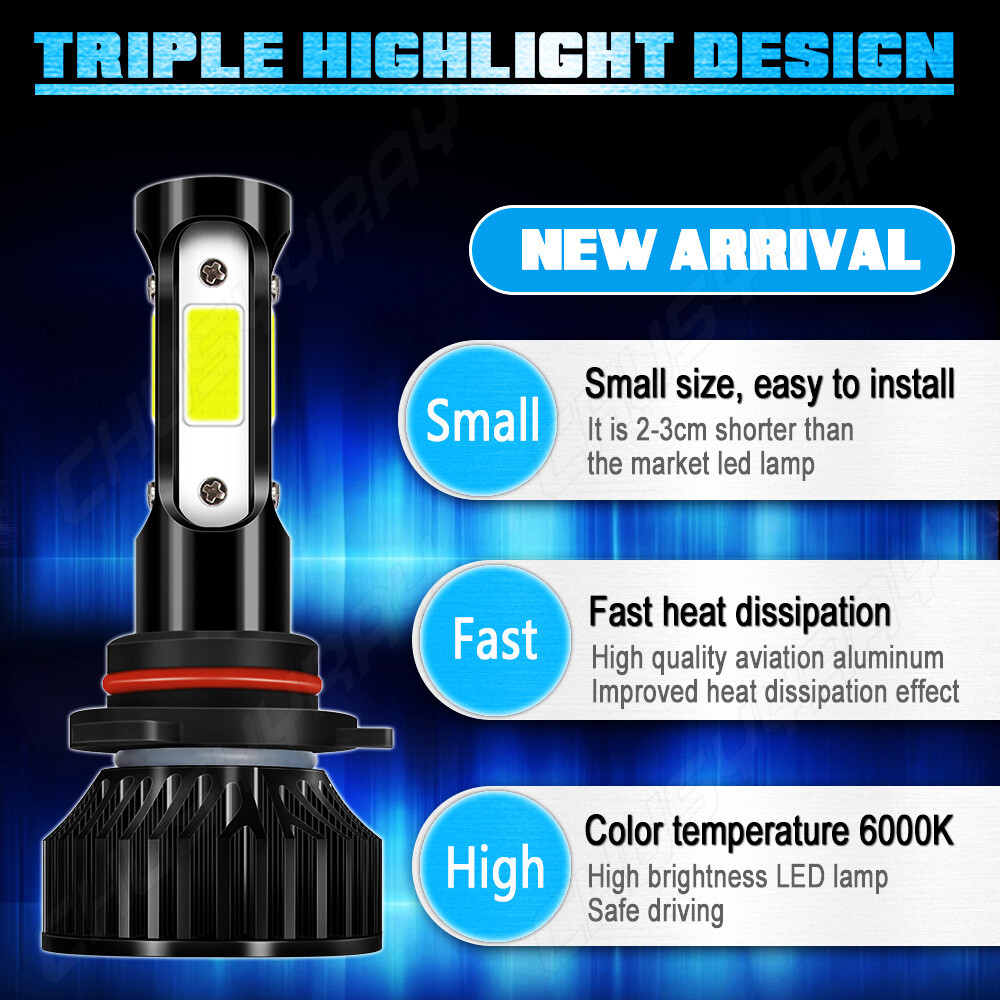 For Chevrolet Caprice 1987-1989 1990 6000K LED Headlight High & Low Beam Bulbs