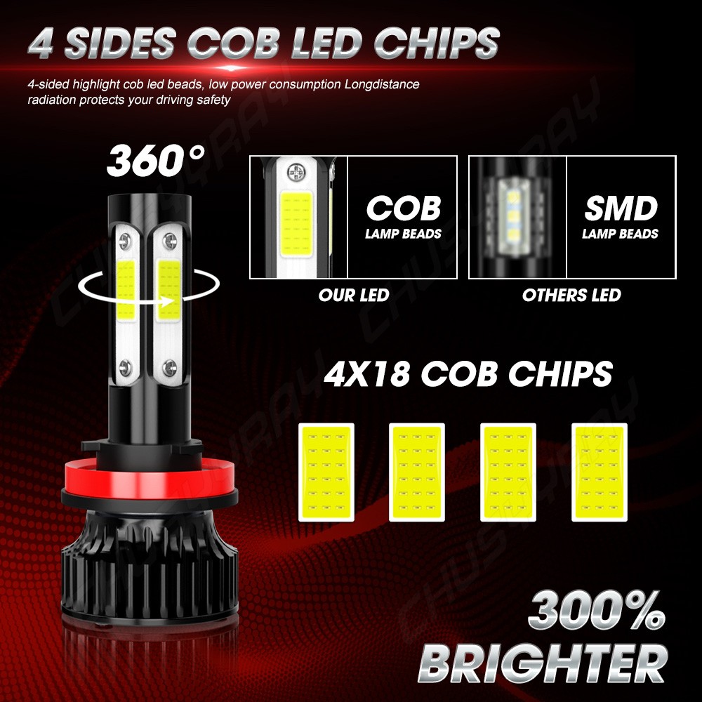 For Ford Explorer 2011-2015 4x LED Headlight Hi/Lo +Fog Light Bulbs Combo Kit