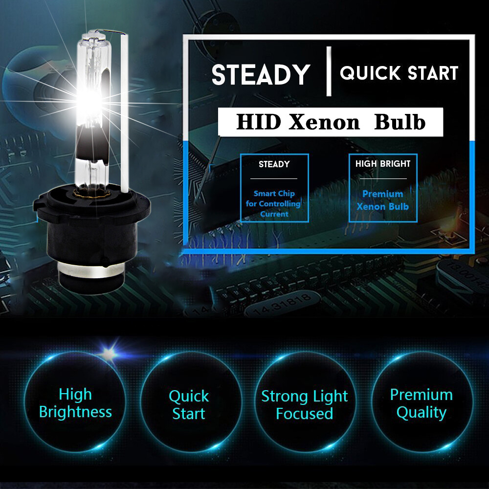 2x D2S 55W 6000K HID Xenon Replacement Low/High Beam Headlight Lamp Bulbs White