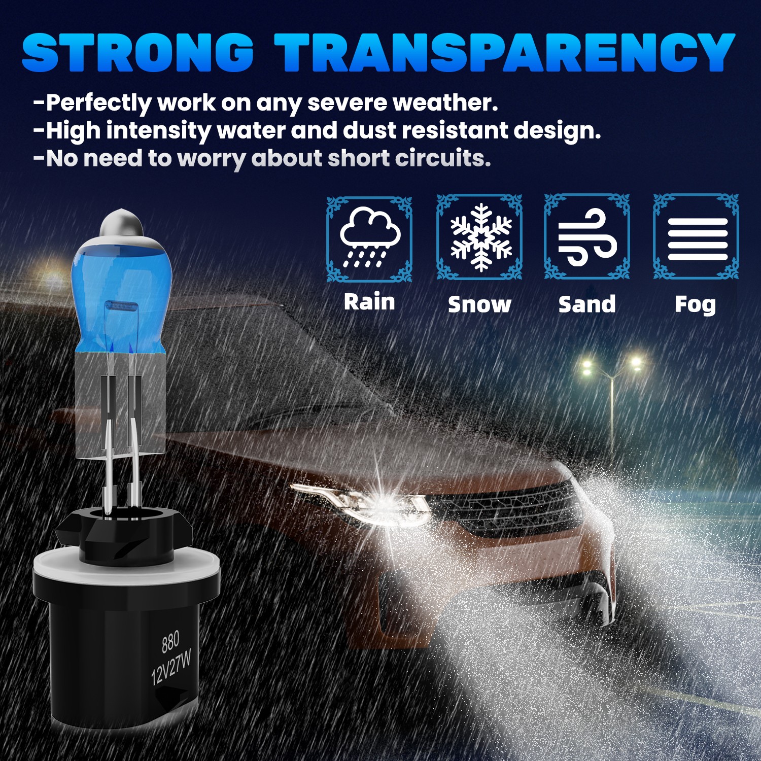 2x 881 Halogen 12V 27W Car Fog Light Bulbs White Replaces 886/889/894/896/898