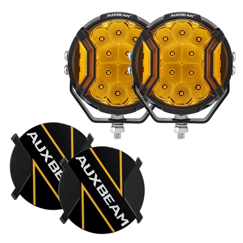 AUXBEAM 2X 5 INCH LED Side Shooter Pod SpotLights DRL Amber Driving Lights 174W