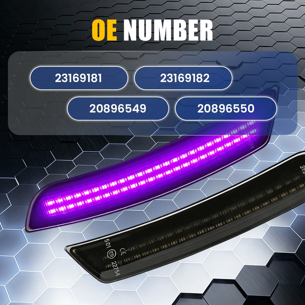 4X Purple Smoked LED Side Marker Bumper Lights Lamps Fit 2016-2023 Chevy Camaro