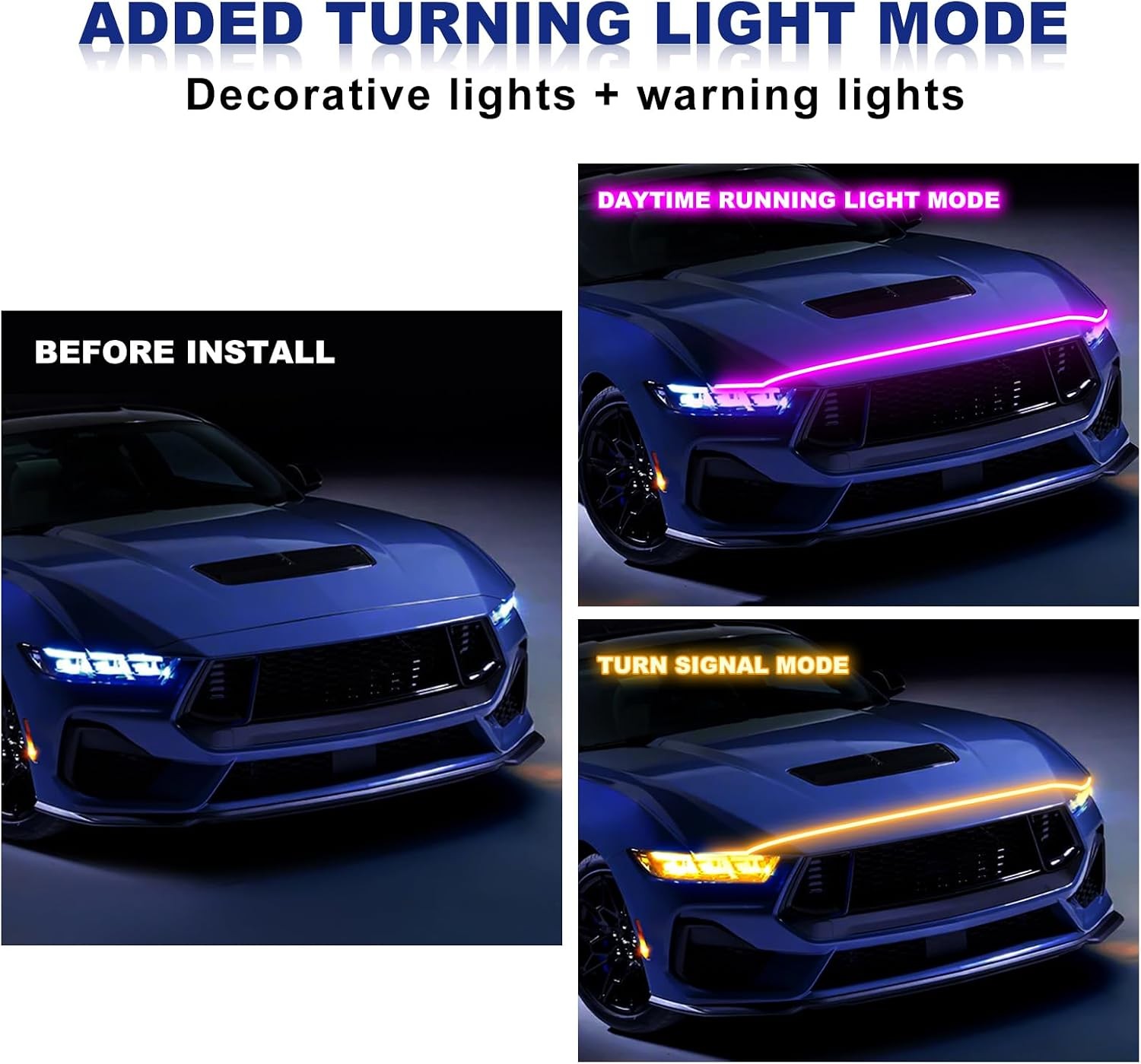 For Universal Vehicle 2M Waterproof Hood Daytime Running Light