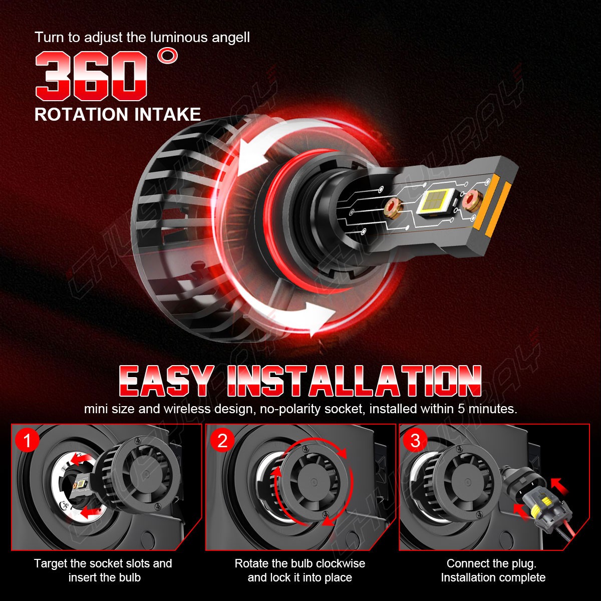 9005 HB3 LED Headlight Bright Bulbs Kit White 6500K 60000LM Double Beam