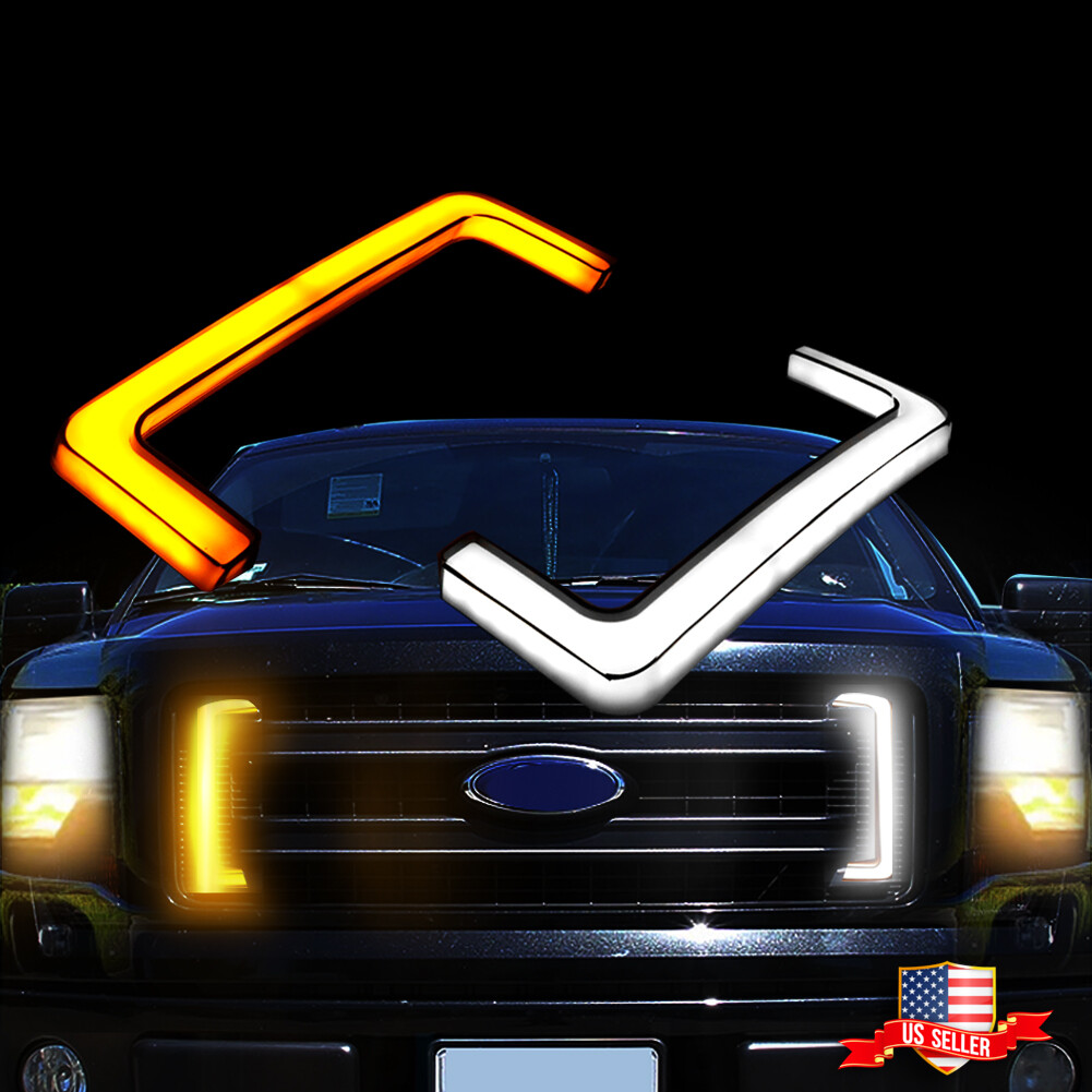 Smoke Lens Switchback DRL Turn Signal Lights LED Retrofit For 2009-14 Ford F-150