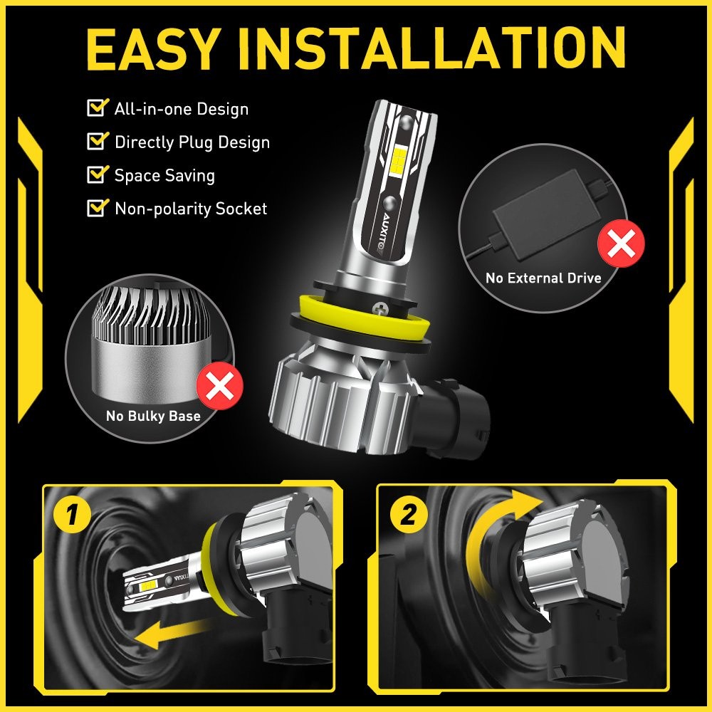 6-60x AUXITO 9005+9006+H11 LED Headlight Light High Low Beam Bulbs Canbus White